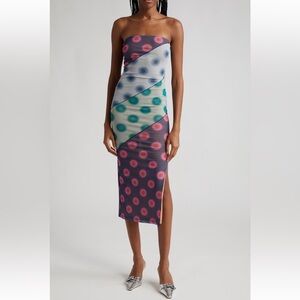 Miaou Lila Polka Dot Strapless Dress |Size- 1XL